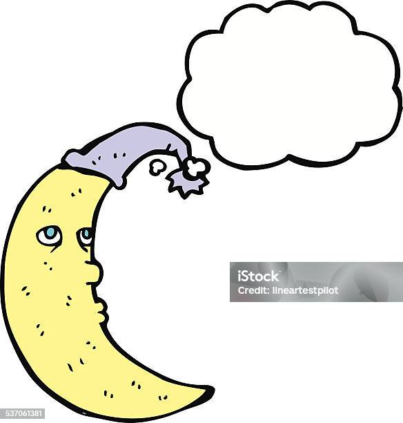 Sleepy Moon Comic Mit Gedankenblase Stock Vektor Art und mehr Bilder von 2015 - 2015, Bizarr, ClipArt