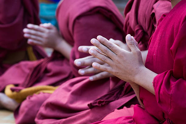 istock Pray monk put the palms of hands together with robe 537061907