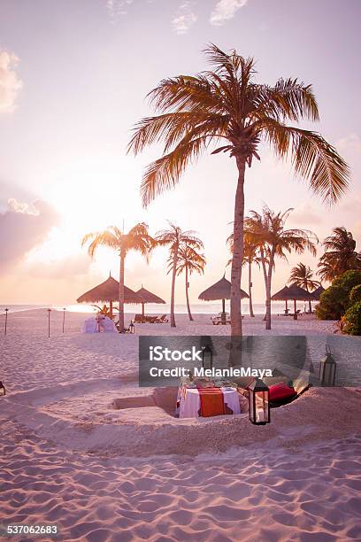 Tropical Candle Light Dinner By The Beach Stock Photo - Download Image Now - Beach, Dinner, Maldives