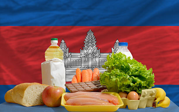 istock basic food groceries in front of cambodia national flag 537062729