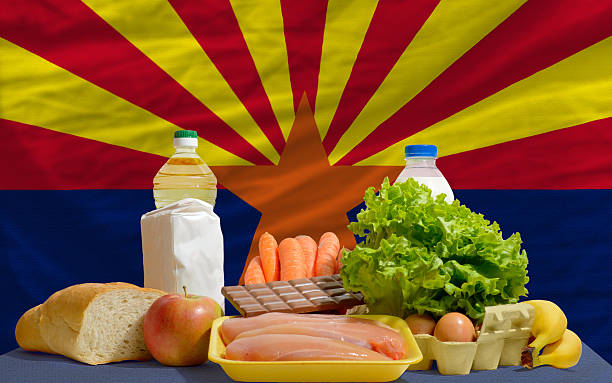 istock basic food groceries in front of arizona us state flag 537062921