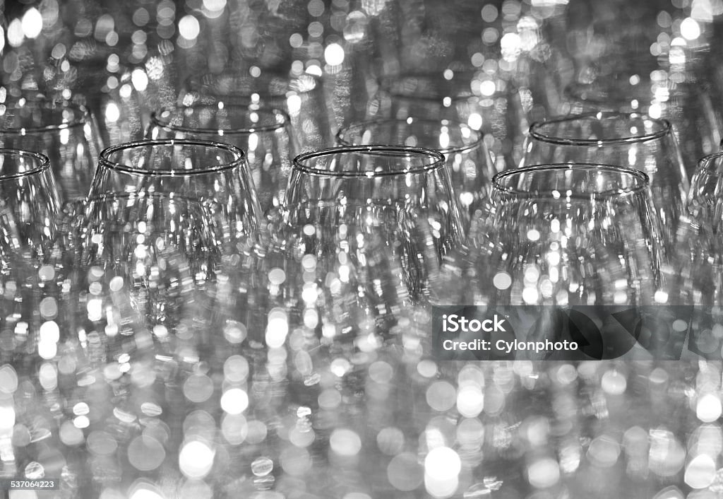 Water glasses Many empty black and white glasses for water or whine 2015 Stock Photo