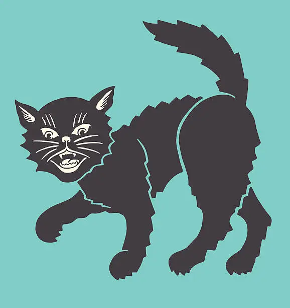 Vector illustration of Angry Black Cat