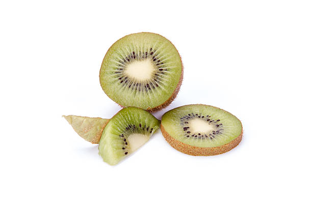 istock Kiwi fruit sliced segments isolated on white background cutout 537074245