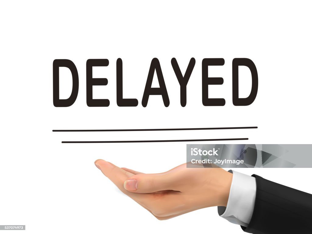 Delayed Word Holding By Realistic Hand Stock Illustration Download Delayed Word Holding By Realistic Hand Stock Illustration Download