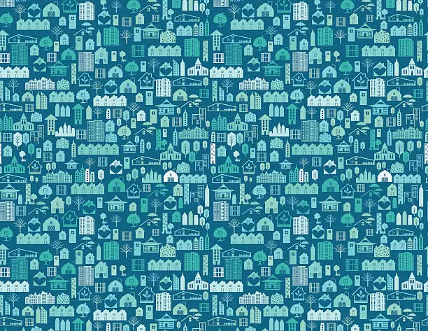 Vector illustration of Real Estate Houses Background Pattern