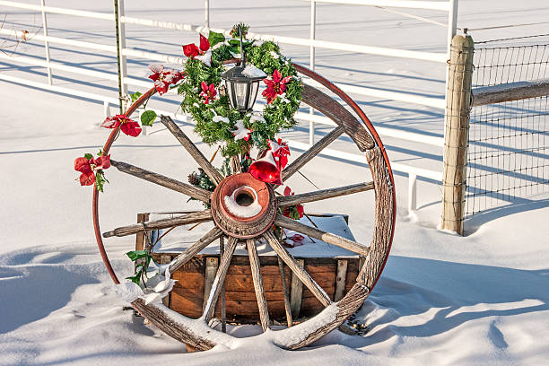 Christmas Wagon Wheel stock photo