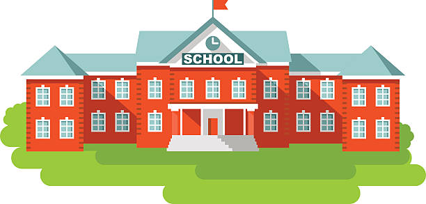 School Building In Flat Style Stock Illustration - Download Image Now -  School Building, Schoolhouse, University - iStock