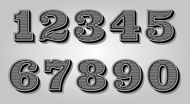 set of stylized digits for design certification, invitations