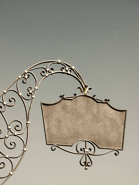 empty sign old forge iron sign (24) with empty space art name plates stock pictures, royalty-free photos & images