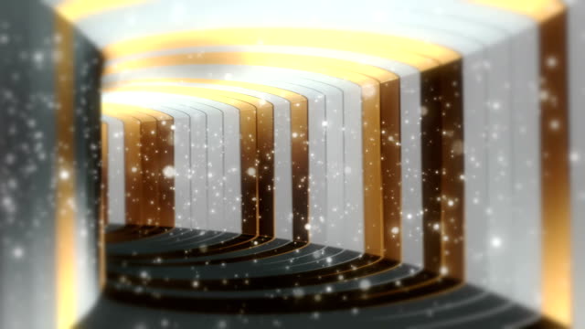 Fantastic Pure Gold and White Tunnel With Particles Seamless Looping Background
