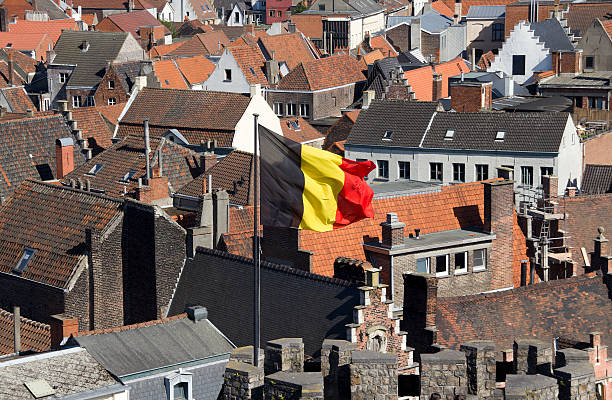 istock Belgian flag over Ghent 537078181