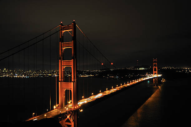 istock Golden Gate Bridge in front of San Francisco skyline at night 537079301
