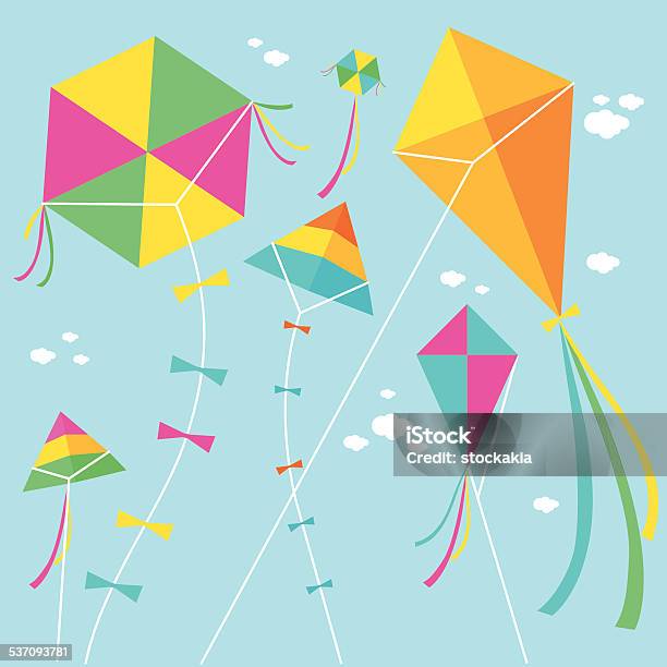 Kites-vektorgrafik och fler bilder på Drake - Leksak - Drake - Leksak, Flyga, Vektor
