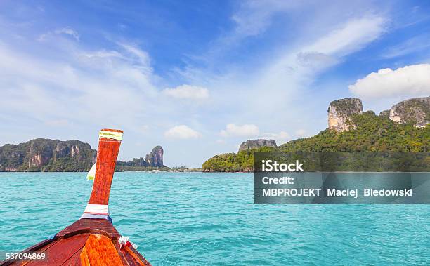 Wooden Boat And A Tropical Island In Distance Stock Photo - Download Image Now - 2015, Adventure, Asia