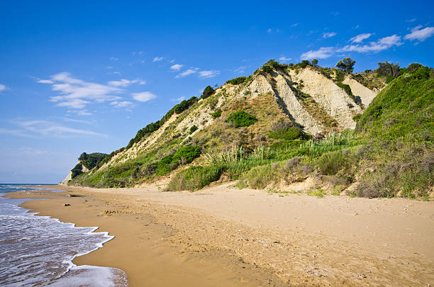 istock Beach and steep cliffs near Agios Stefanos, Corfu island, Greece 537095419