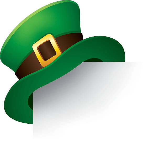 Leprechaun has Page corner with St. Patrick's Day green hat of a leprechaun. leprechaun hat stock illustrations