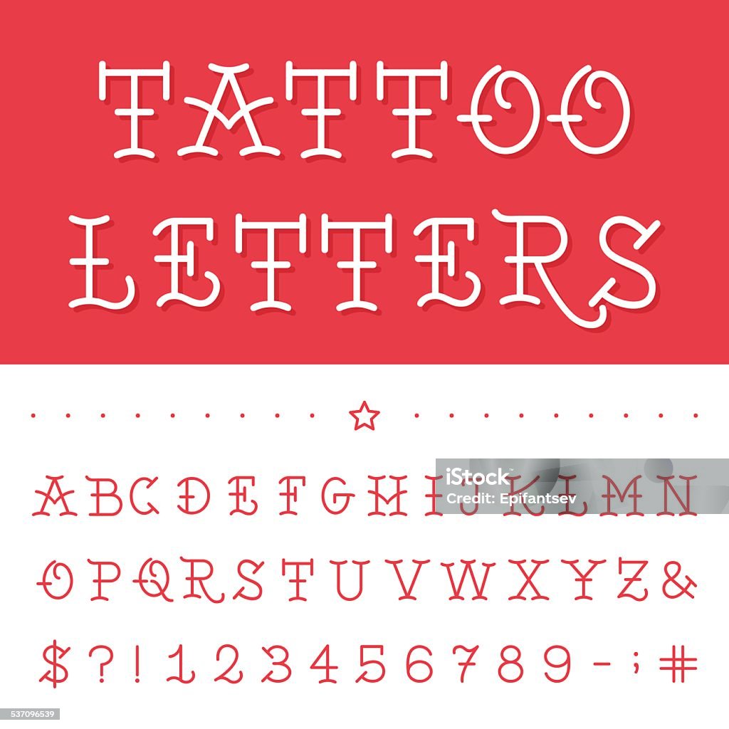 Alphabet Tattoo Vector Font Stock Illustration - Download Image Now - Tattoo,  Typescript, 2015 - iStock
