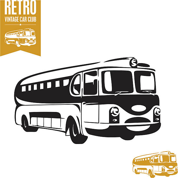 retro-bus. vintage bus. - tour bus stock-grafiken, -clipart, -cartoons und -symbole