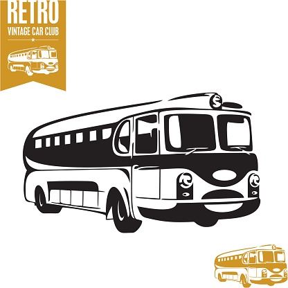 Retro bus vector illustration. Vintage bus.