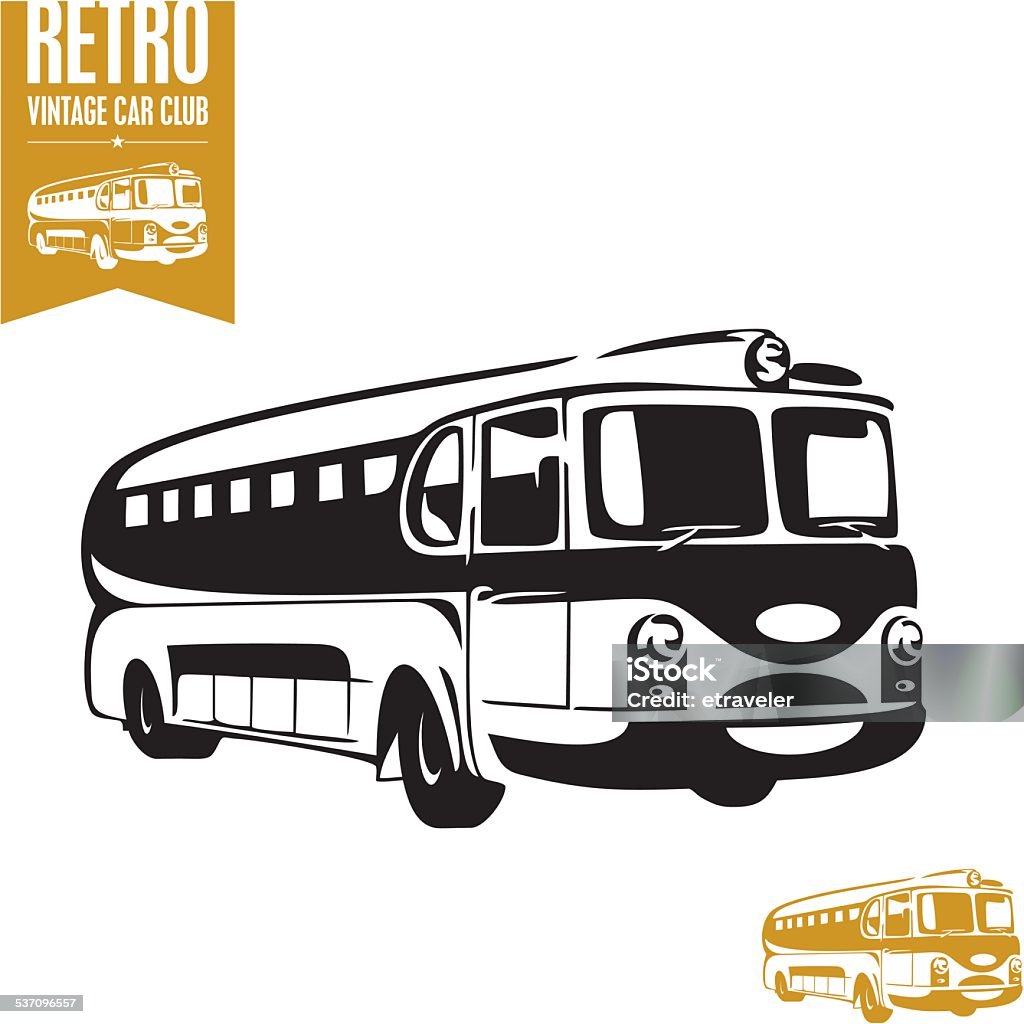 Retro Bus Vector Retro Bus Vintage Bus Stock Illustration - Download Image Now - Bus ...