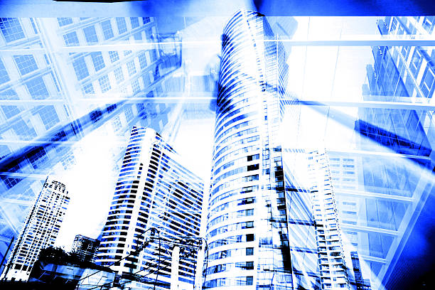 istock City in movement, Abstract blurry background in blue tones 537098997