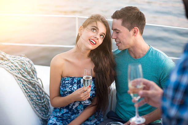 istock Girl with wineglass and guy. 537104446