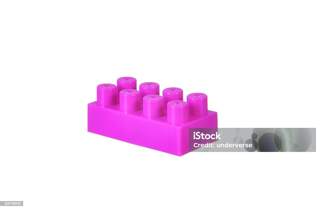 purple plastic building block isolated on white background toys for kid 2015 Stock Photo