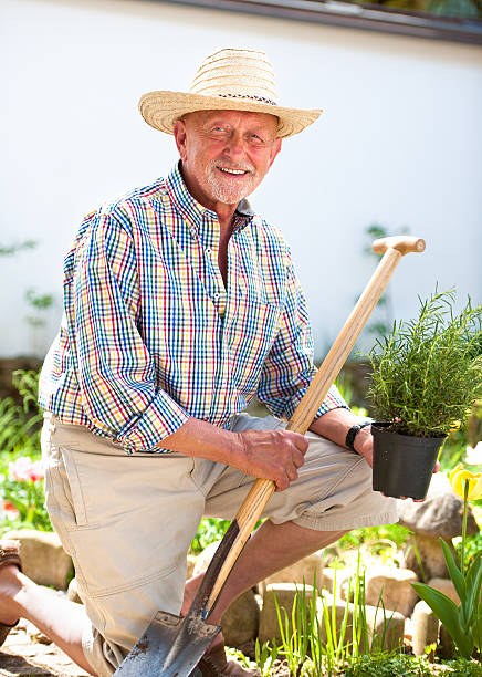 istock Senior gardener with a spade 537115373