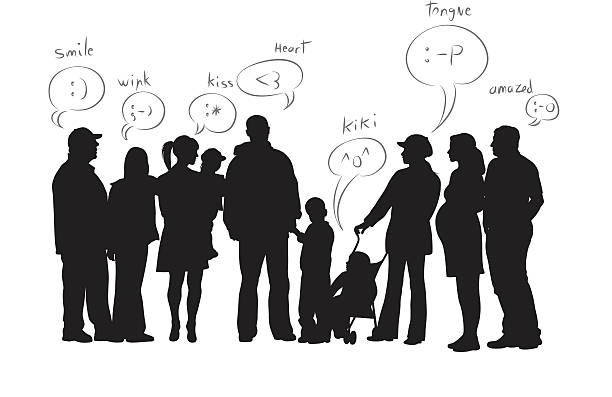 семьи толпы эмоции - multi generation family isolated people silhouette stock illustrations