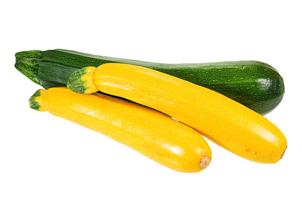 Zucchini and yellow squash isolated Zucchini and summer squash isolated on white courgette stock pictures, royalty-free photos & images