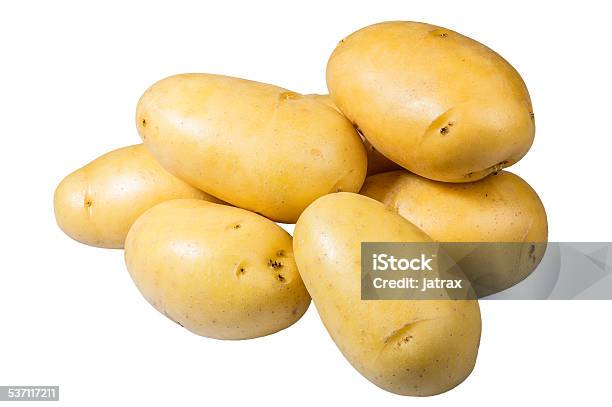 White Potatoes Fresh Picked Isolated Stock Photo - Download Image Now - 2015, Agriculture, Basket