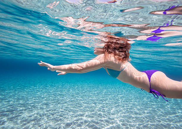 istock Beautiful young woman swimming 537119701