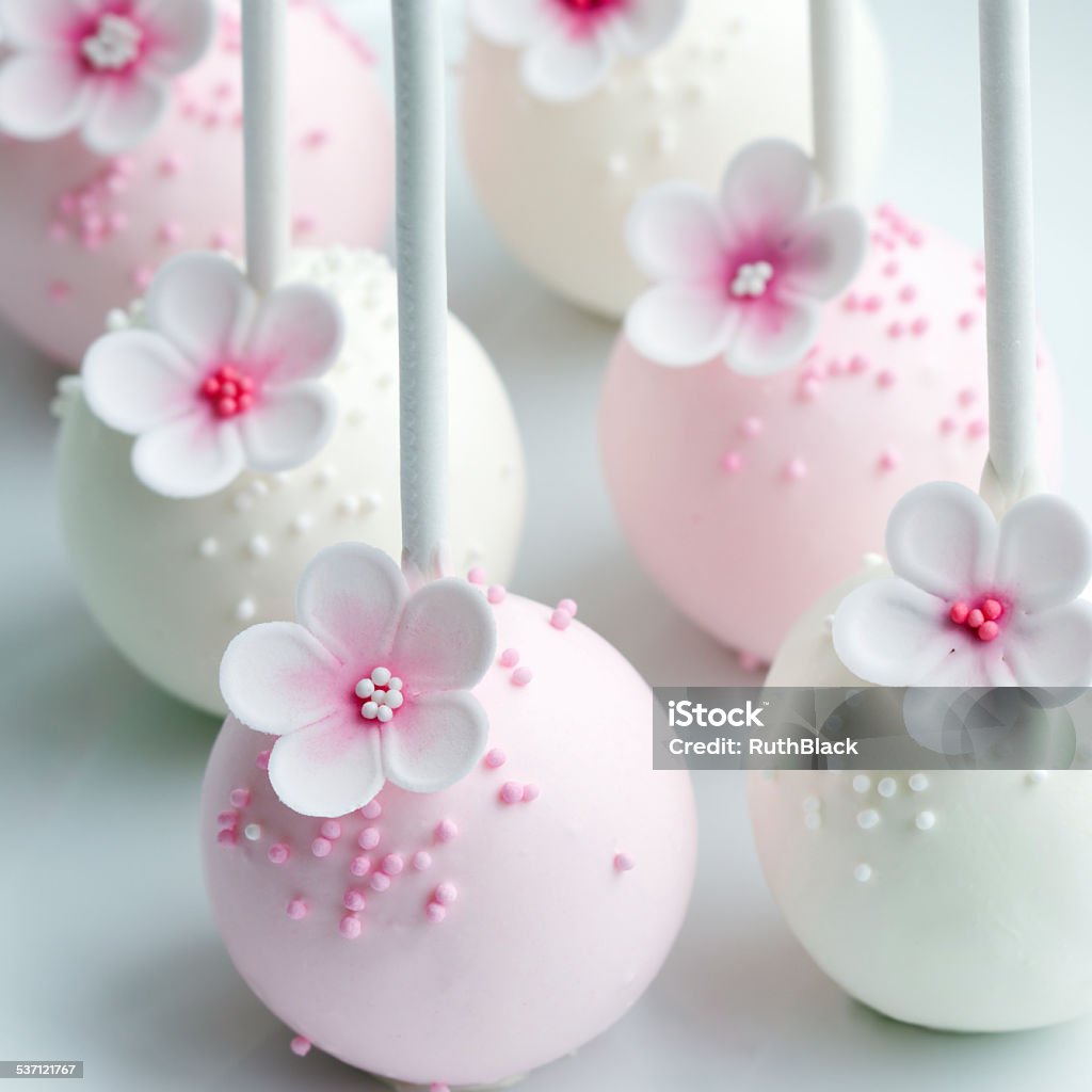 Wedding cake pops Wedding cake pops in pink and white Cake Pop Stock Photo