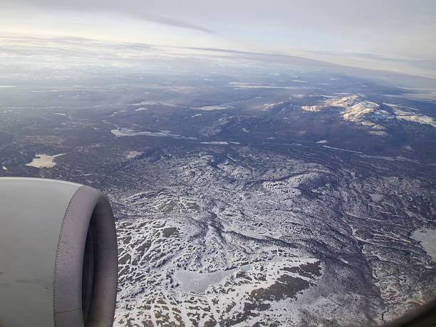 View from the airplane on the Kola Peninsula
