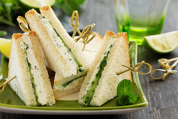istock Vegetarian sandwich with cucumber and cream cheese. 537142476