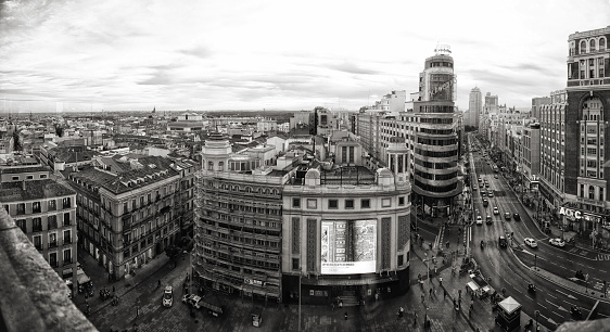 Panorama of Callao Square and gran via, Madrid.