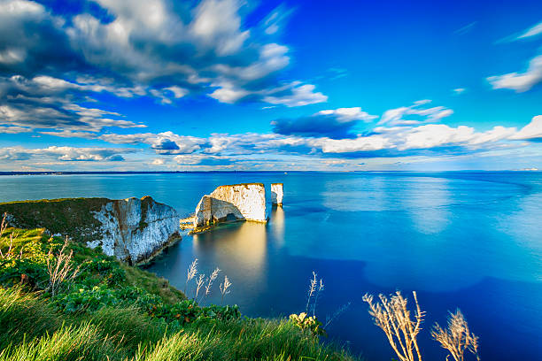 Beautiful Old Harry Rocks in Dorset Old Harry Rocks in Dorset. Part of the Jurassic coast, a world heritage site dorset england photos stock pictures, royalty-free photos & images