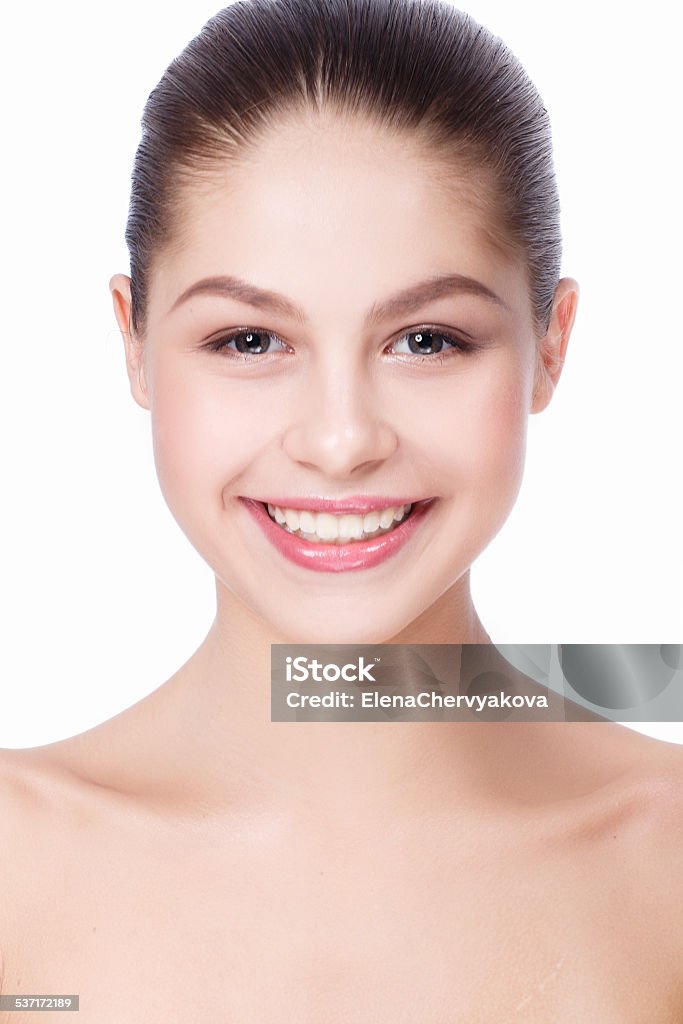Pure beauty smiling Beauty portrait of a woman on a white background 20-29 Years Stock Photo