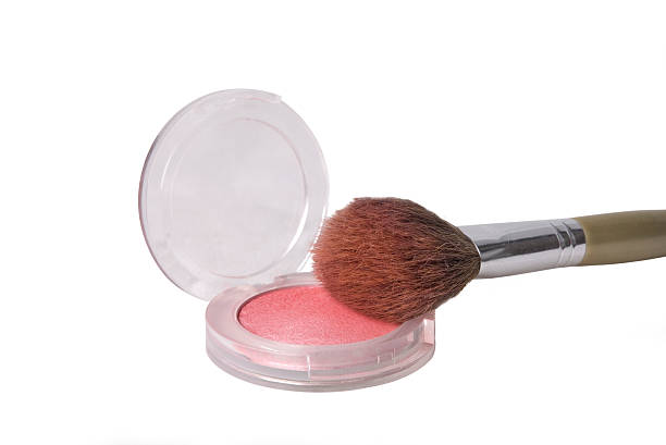 pincel de blush e 1 - make up cosmetics make up brush beauty - fotografias e filmes do acervo