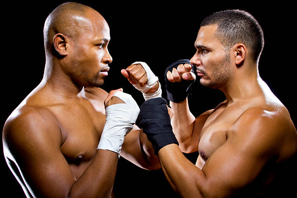 istock Rival Black and Latino Male Boxers or MMA Fighters 537173575