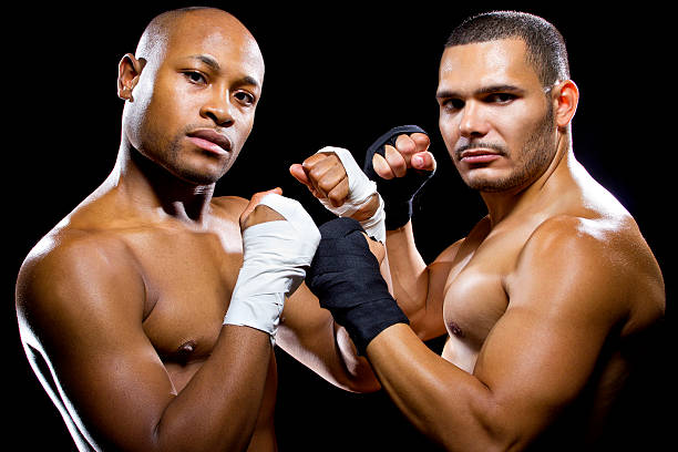 istock Rival Black and Latino Male Boxers or MMA Fighters 537173581