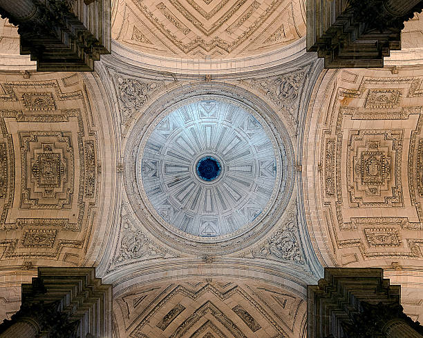 Dome of the cathedral of Jaén Central dome of the cathedral of Jaén, seen from the inside and perpendicularly from below. relieves stock pictures, royalty-free photos & images