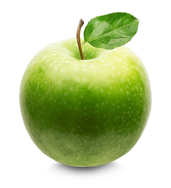 istock green apple with leaf isolated on the white background 537175785