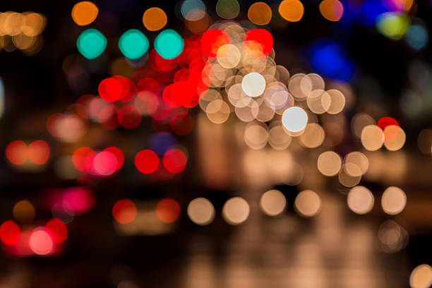 istock abstact blur bokeh of Evening traffic jam on road. 537175909