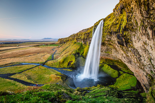 Beautiful Seljalandsfoss waterfall at dusk. Located in the south of Iceland