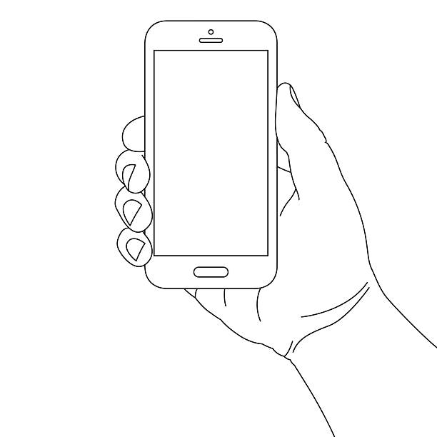 ilustraciones, imágenes clip art, dibujos animados e iconos de stock de mano sosteniendo teléfono inteligente - hand holding phone