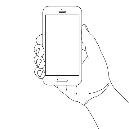 Hand holding smart phone. EPS10 Vector with layers (removeable) and alternate formats (300 dpi hi-res jpg, pdf).