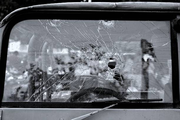 istock Abstract Cracked Window Glass on Antique Truck with Selective Focus. 537185661
