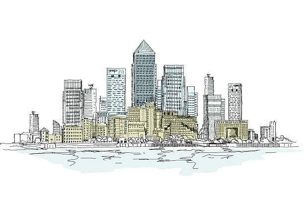 istock Canary Wharf business aria, London, Sketch collection 537188737